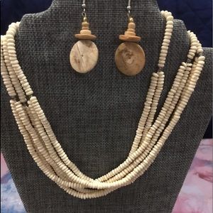 Natural beaded necklace and earrings